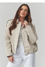 zamatová bunda model 225692 Makadamia